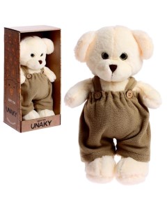 Мягкая игрушка Медведь Аха во флисовом комбинезоне хаки 33 см Unaky soft toy