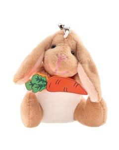 Мягкая игрушка Кролик с морковкой на подвеске цвет коричневый Nobrand