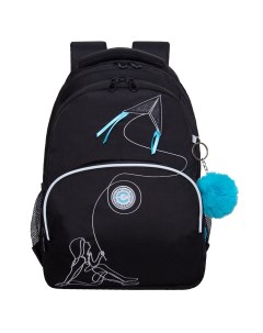 Рюкзак школьный для девочки RG 360 8 2 черный голубой Grizzly