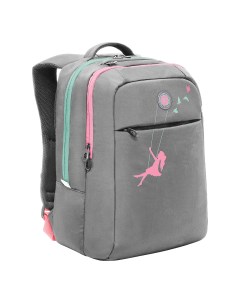 Рюкзак школьный для девочки RD 344 2 3 серый розовый Grizzly