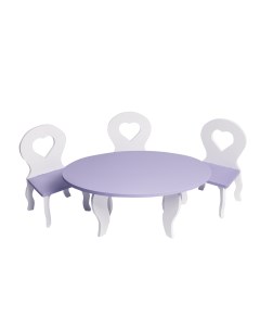 Набор мебели для кукол PFD120 50 Шик стол стулья белый фиолетовый Paremo
