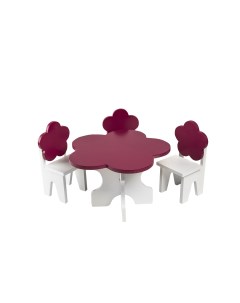 Набор мебели для кукол PFD120 44 Цветок стол стулья белый ягодный Paremo