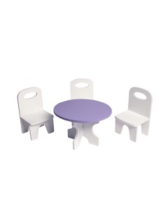 Набор мебели для кукол PFD120 40 Классика стол стулья белый фиолетовый Paremo