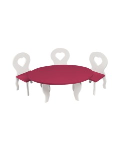 Набор мебели для кукол PFD120 49 Шик стол стулья белый ягодный Paremo