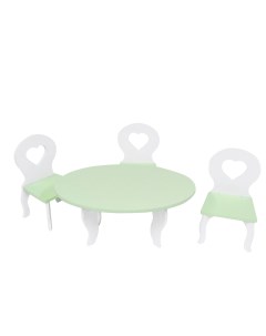 Набор мебели для кукол PFD120 51 Шик стол стулья белый салатовый Paremo