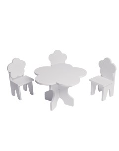 Набор мебели для кукол PFD120 42 Цветок стол стулья белый Paremo