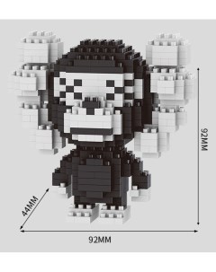 Конструктор 3D из миниблоков Kaws обезьянка черно белая 445 элементов BA18263 Balody