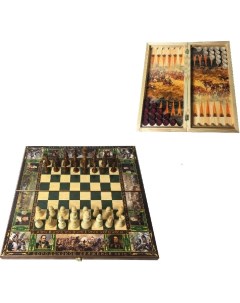 Шахматы шашки нарды 3 в 1 Бородино 50 x 25 x 5 см Nobrand