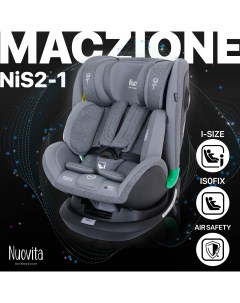 Автокресло Maczione NiS2 1 Isofix группа 0 1 2 3 до 36 кг Grigio Серый Nuovita