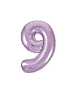 Шар фольгированный Agura Slim Пастельный фиолетовый Цифра 9 Miland