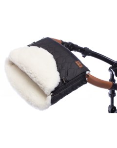 Муфта меховая для коляски Polare Bianco черная Nuovita