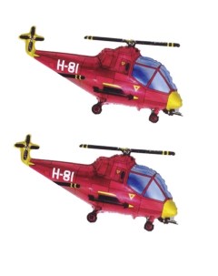 Набор 2 шт Воздушный шар FLEX METAL Вертолет 25х43 см красный Flexmetal