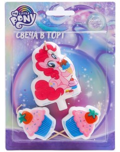 Свеча в торт набор С Днем Рождения 3 шт My Little Pony Hasbro