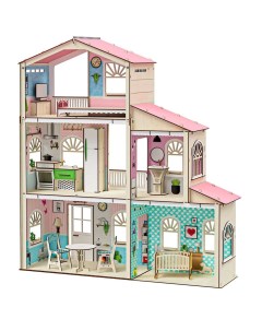 Кукольный домик СИМФОНИЯ с мебелью и пристройкой M-wood
