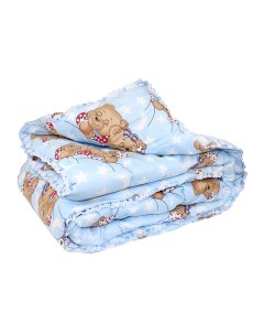 Одеяло 110х140 см лебяжий пух голубое для мальчика новорождённого малыша Маленькая соня