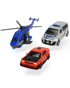 Игровой набор Полицейская погоня Вертолет 2 машинки Dodge и Citroen Dickie toys