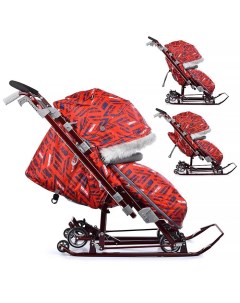 Санки коляска комбинированная детям 7 8SK спортивный красный Nika