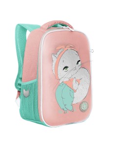 Рюкзак школьный для девочки RAw 396 4 3 розовый мятный Grizzly