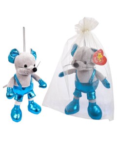 Мышка в синем костюме 15 см игрушка мягкая с подвесом в подарочном мешочке Abtoys