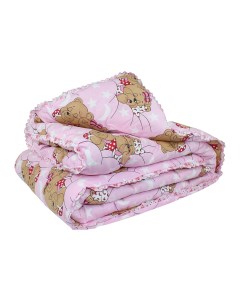 Одеяло 110х140 лебяжий пух розовое для новорожденных малышей в кроватку Маленькая соня