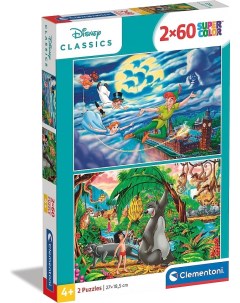 Пазл 2X60 Disney Питер Пен Книга Джунглей арт 21613 Clementoni