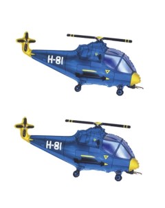 Набор 2 шт Воздушный шар FLEX METAL Вертолет 25х43 см синий Flexmetal
