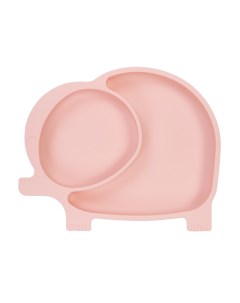 Детская силиконовая тарелка Слоник с секциями на присоске розовый Baby nice