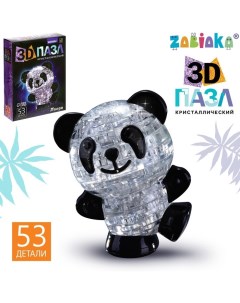 Пазл 3D кристаллический Панда 53 детали световой эффект работает от батареек цвета М Забияка