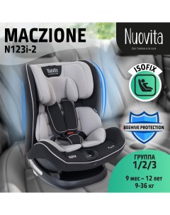 Автокресло Maczione N123i 2 Isofix группа 1 2 3 9 36 кг Grigio Серый Nuovita