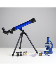 Набор телескоп настольный три линзы х20 30 40 микроскоп увеличение х300 600 1200 Nobrand