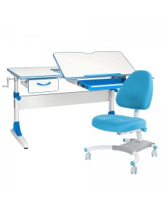 Комплект парта Study 120 белый голубой с голубым креслом Figra Anatomica