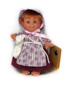 Кукла Домовёнок девочка в фиолетовой шапочке и платье 18 см 151 5 Lamagik