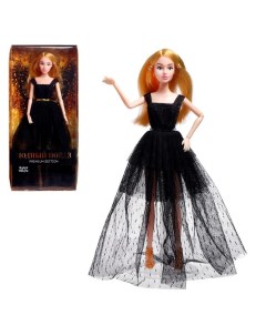 Кукла модель шарнирная Ксения Модный показ в черном платье Happy valley