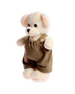 Мягкая игрушка Медведь Аха во флисовом комбинезоне хаки 33 см Unaky soft toy