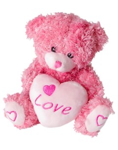 Мягкая игрушка Мишка с сердечком и вставками розовый 14см арт BKG032722 Nobrand