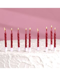 Набор свечи в торт Спираль 200шт 7 см красный металлик Nobrand