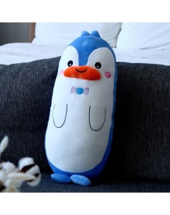 Мягкая игрушка подушка Пингвин с бантиком 50 см цвет бело голубой Nobrand