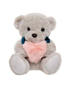 Мягкая игрушка Медведь с сердечком серый 24 см 06801GR Nobrand