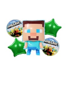 Набор фольгированных воздушных шаров Minecraft с зелеными звездами Magic balloon