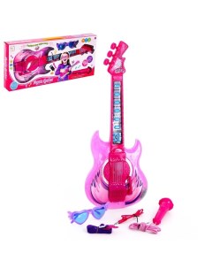 Игрушка музыкальная гитара Играй и пой с микрофоном звуковые эффекты цвет розовый Nobrand