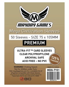 Протекторы для настольных игр 75x105 Premium Mega Civilization 50 Mayday games
