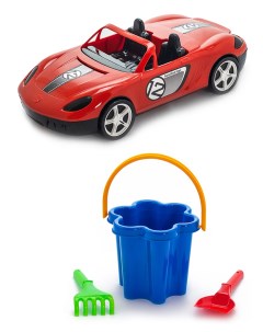Песочный набор Детский автомобиль Кабриолет красныйНабор Цветок 3 элемента Karolina toys