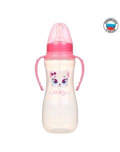 Бутылочка для кормления Кошечка Софи с ручками 250 мл от 0 мес цвет розовый Mum&baby