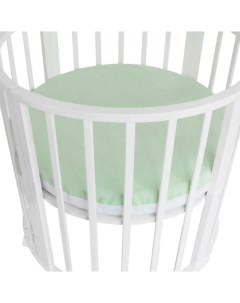 Наматрасник непромокаемый в детскую круглую кроватку 75х75 см зеленый Baby nice