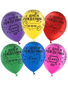 Воздушные шары С Днем Рождения 12 30 см 6 цветов 50 шт Дон баллон