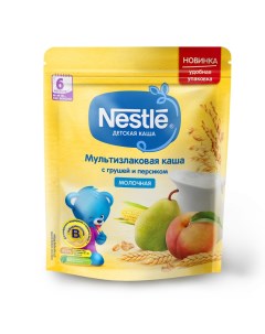 Каша молочная Мультизлаковая с грушей и персиком с 6 мес 220 г Nestle