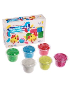 Набор для детской лепки Шариковый пластилин 6 цветов незастывающий Genio kids