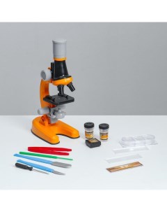 Микроскоп Юный ботаник кратность до х1200 оранжевый подсветка Bazar