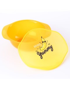 Тарелка для кормления Banana Yummy c крышкой цвет желтый Mum&baby