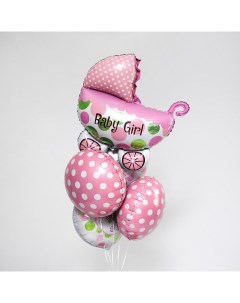 Букет из шаров Рождение девочки коляска фольга набор из 5 шт Страна карнавалия